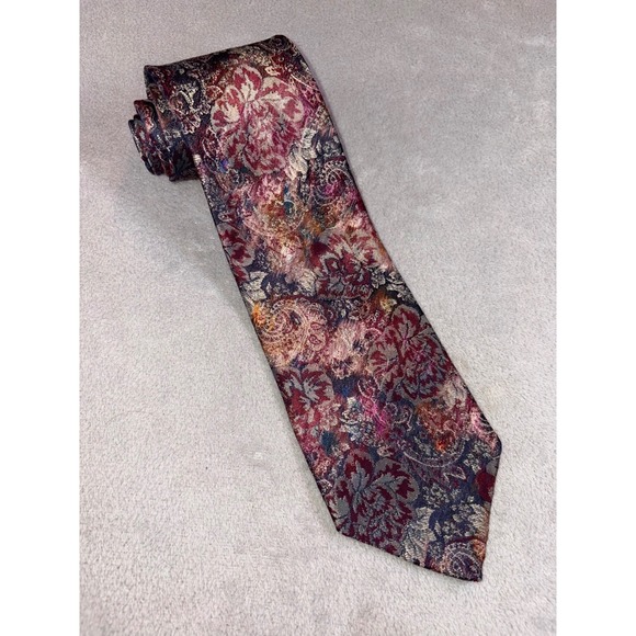 Zianetti Floral Necktie‎ - Italian Silk Collection - Red, Gold - Picture 1 of 2